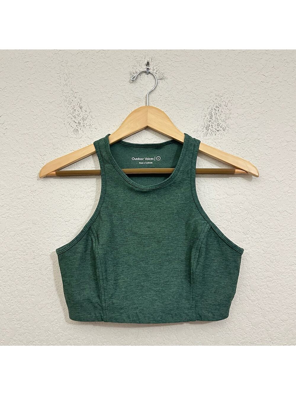 OUTDOOR VOICES Athena Crop Top Hunter Green Sports Bra Activewear